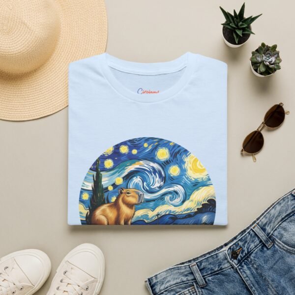 Capybara Starry Night T-Shirt, Artistic Style Tee, Whimsical Animal Graphic Shirt, Painting Inspired Tee, Softstyle Tee, Art Lover