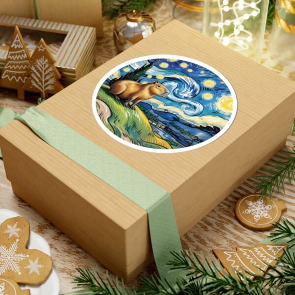 Capybara Starry Sky Sticker - Whimsical Art-Inspired Kiss-Cut Sticker for Nature & Animal Lovers, Cute Gift, Laptop Decal, Planner Sticker,