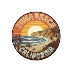 Zuma Beach Retro Sunset Sticker - California Vintage Surf Vibes Decal