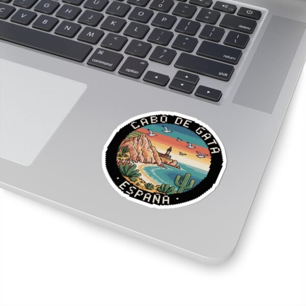 Cabo de Gata Spain Sticker - Retro Pixel Art Travel Badge with Lighthouse, Cliffs & Cactus - Vintage Coastal Souvenir Decal