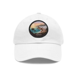 Nerja Andalucía Hat - Sunset Coastal Design with Leather Patch | Spanish Beach Cap for Travelers, Surfers & Dreamers