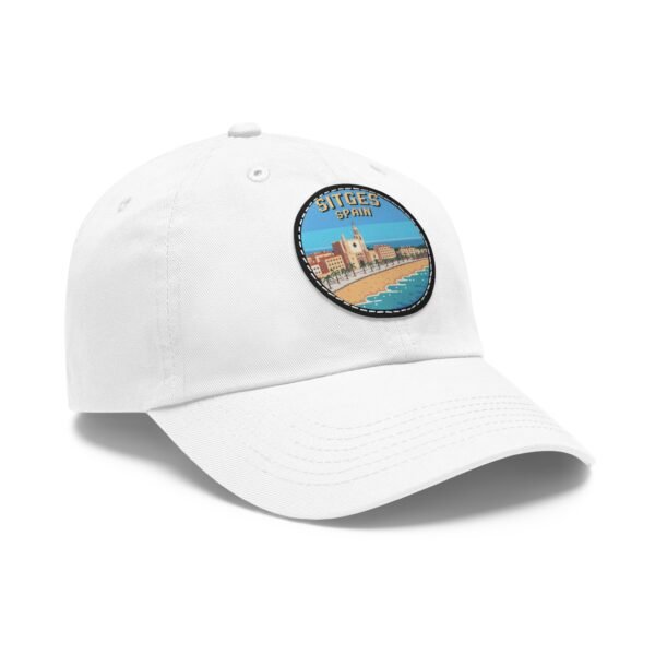 8844199666493565860_2048.jpeg Sitges Spain Hat - Coastal City Leather Patch Cap, Spanish Beach Town Souvenir Dad Hat, Barcelona Coast Travel Gift