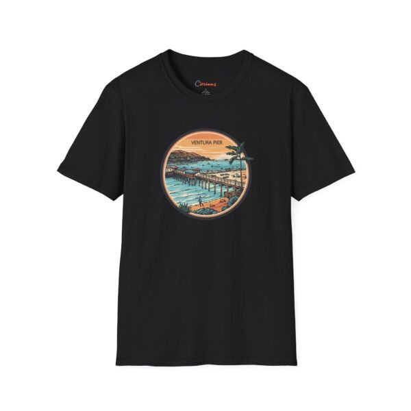 Ventura, California | Aerial view drawing of Ventura Pier - Unisex Softstyle T-Shirt