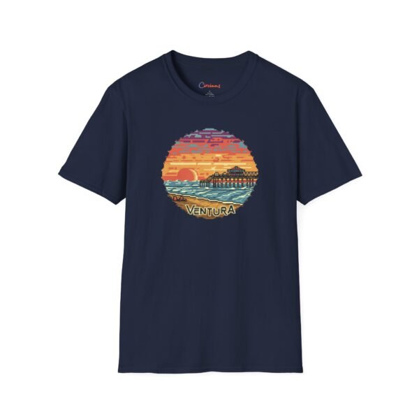 Embrace the Horizon: Pixel Art Ventura Pier Sunset - Unisex Softstyle T-Shirt