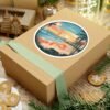 Tampa Florida Sticker - Retro Sunset Beach Design with Palm Trees, Pier and Ocean Waves - Vintage Coastal Travel Souvenir