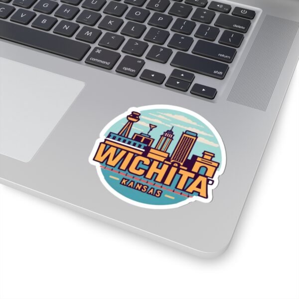 Wichita, KS City Drawing Stickers - Kiss-Cut Sticky Decals, Labels for Laptop, Water Bottle, Planner, Scrapbook, Travel Journal
