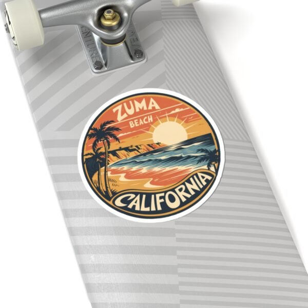 Zuma Beach, California - Vintage Sunset Sticker | Coastal Vibes & Palm Trees Emblem