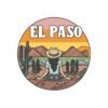 El Paso Texas Sticker - Retro Desert Landscape Decal with Cactus & Sunset, Western Travel Souvenir, Mountain Adventure Art