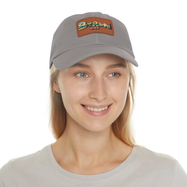 9034390813448342616_2048.jpeg Byron Bay Hat - Retro Leather Patch Dad Hat with Coastal Landscape Design, Summer Beachwear Gift, Australia Travel Souvenir
