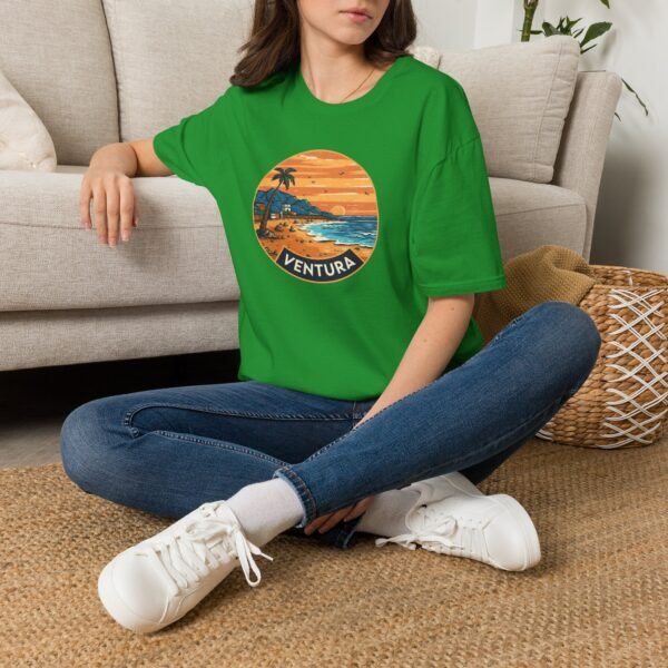 Ventura California Sunset Softstyle T-Shirt, Beach Lover Tee, Coastal Sunset Shirt, Ocean Vibes Top, Vacation Tshirt