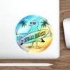 Zuma Beach Holographic Sticker - Cool Seagull Surfboard, Retro Summer Vibes, California Coastal Decor, Laptop & Water Bottle Vinyl Decal