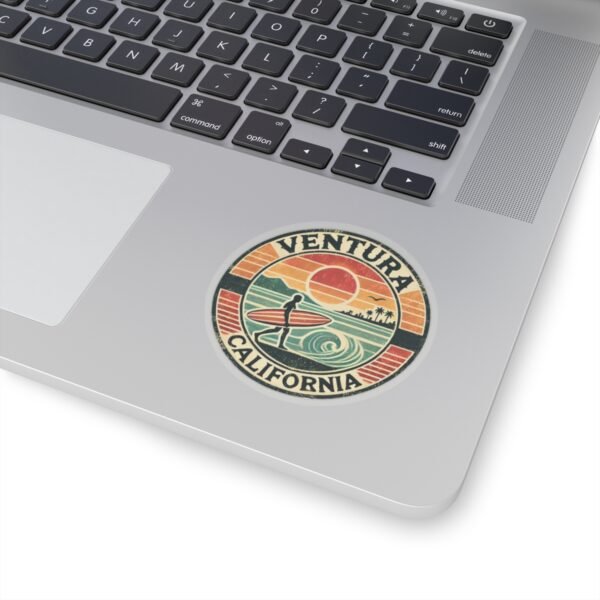 Vintage Surfing Kiss-Cut Stickers - Retro Ventura, California Design, Retro Surf Stickers, Beach Lover Gift, Travel Sticker, Scrapbook