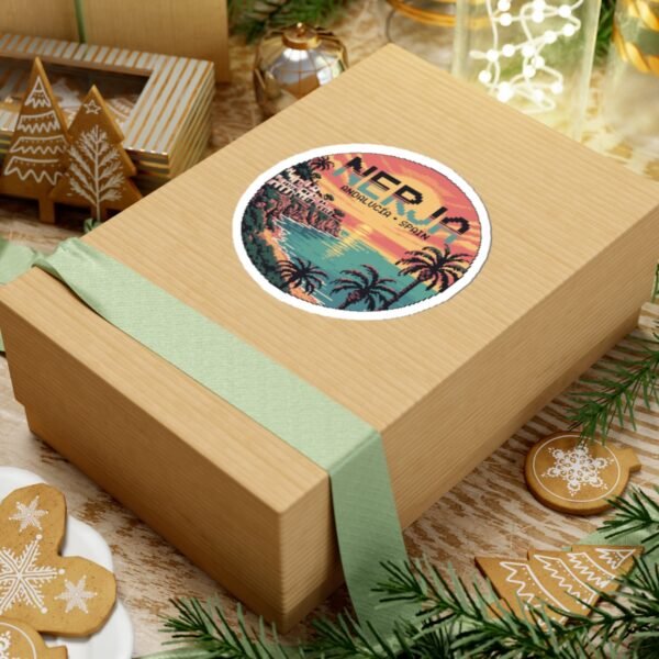 Nerja Spain Pixel Art Sticker - Retro Sunset 8-Bit Design | Andalucía Travel Vinyl Decal | Vintage Coastal Mediterranean Art