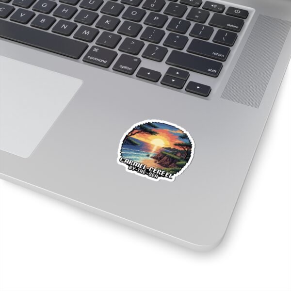 Carmel-by-the-Sea Sticker - Pixel Art Sunset Ocean Cliff Scene with Retro Gaming Style - California Coastal Travel Souvenir Decal