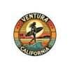 Kiss-Cut Stickers - Retro Ventura California Vintage Surf Girl Design, Beach Lover Decal, Laptop Sticker, Water Bottle Label, Scrapbook