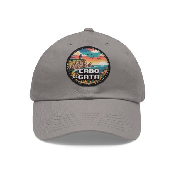 Cabo de Gata Hat - PU Leather Patch Pixel Art Sunset Baseball Cap, Spain Coastal Souvenir