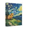 Canvas Print, Capybara Art - Tranquil Night Landscape Wall Decor, Whimsical Animal Illustration, Capybara Nation Collection, Nature Lover