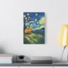 Canvas Print, Capybara Art - Tranquil Night Landscape Wall Decor, Whimsical Animal Illustration, Capybara Nation Collection, Nature Lover