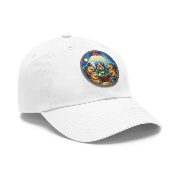 Capybara Poker Hat - PU Leather Patch Funny Animal Baseball Cap, Art Parody Gift