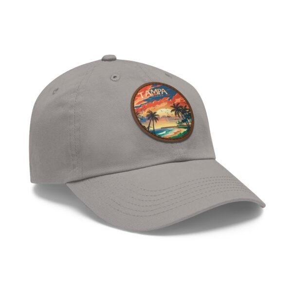 Tampa Florida Hat - PU Leather Patch Coastal Sunset Baseball Cap, Florida Travel Souvenir,