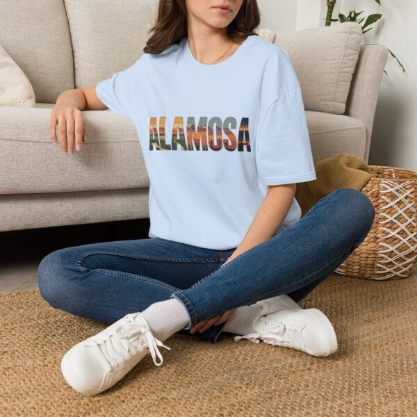 Alamosa Colorado T-Shirt - Retro Mountain & Desert Lettering Design, Great Sand Dunes Graphic Tee, Unisex Soft Cotton Shirt for Hikers