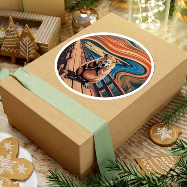 The Capy Scream Vinyl Sticker - Funny Capybara Art Inspired by The Scream | Round Waterproof Decal for Laptops, Journals & Gifts