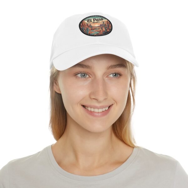 El Paso Texas Hat - Leather Patch Baseball Cap with Desert Cactus & Mountains, Retro Travel Dad Hat, City Vibes Apparel Souvenir
