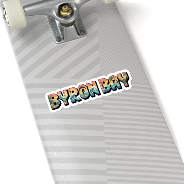 Byron Bay Australia Sticker - Pixel Art Retro Surf Design with Sunset, Lighthouse, Palm Trees & Ocean Waves - Vintage 8-Bit Travel Art