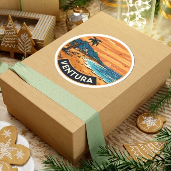 Ventura, California - Sunset on the shore of the beach - Kiss-Cut Stickers