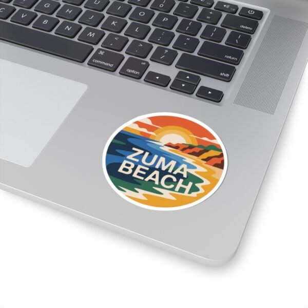 Zuma Beach California Sticker - Retro Sunset Coastal Vibes, Cool Round Vinyl Decal for Laptops & Bottles