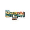 Byron Bay Australia Sticker - Retro Coastal Surf Design with Sunset, Lighthouse, Palm Trees, Ocean Waves & Dolphin - Travel Souvenir Art