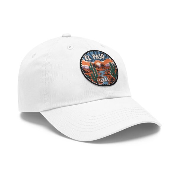 El Paso Texas Hat - Leather Patch Desert Sunset Cap with Cactus & River, Retro Travel Baseball Dad Hat, City Vibes Souvenir Apparel