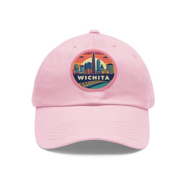 Wichita Kansas Hat - PU Leather Patch Retro City Skyline Baseball Cap, Wichita Travel Souvenir,