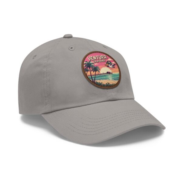Ventura California Pixel Art Hat - Retro Coastal Leather Patch Cap with Sunset Beach Scene | California 8-Bit Design Gift