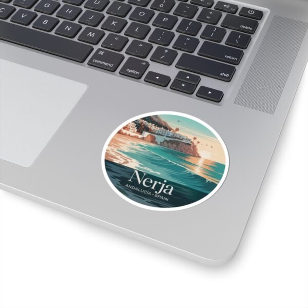 Nerja Spain Sticker - Retro Coastal Design of Andalucía | Mediterranean Travel Vinyl Decal for Laptop, Journal & Water Bottle