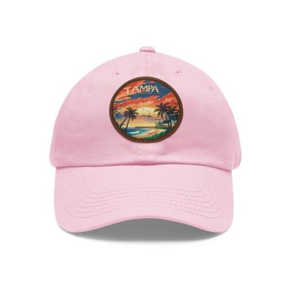 Tampa Florida Hat - PU Leather Patch Coastal Sunset Baseball Cap, Florida Travel Souvenir,