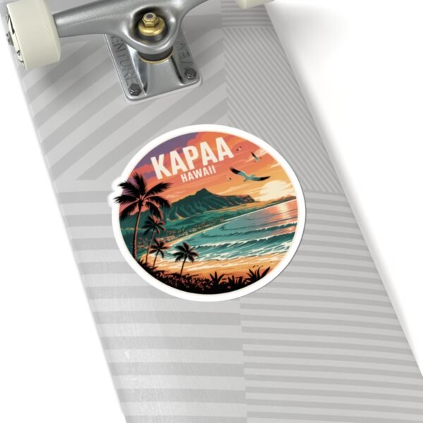 9809276950521365809_1200.jpeg Kapaa Hawaii Sticker - Vibrant Sunset Beach Art with Nounou Mountain & Coconut Coast - Tropical Travel Souvenir and Coastal Decor