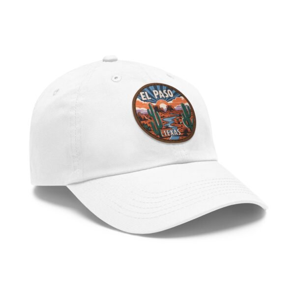 El Paso Texas Hat - Leather Patch Desert Sunset Cap with Cactus & River, Retro Travel Baseball Dad Hat, City Vibes Souvenir Apparel