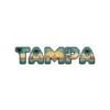 Tampa Pixel Art Sticker - Retro Gaming Coastal Design with Dolphins, Palm Trees, Sunset and Skyline - Florida Souvenir Decal