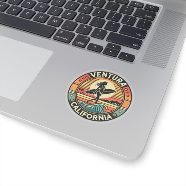 Kiss-Cut Stickers - Retro Ventura California Vintage Surf Girl Design, Beach Lover Decal, Laptop Sticker, Water Bottle Label, Scrapbook