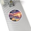 Sitges Spain Sticker - Pixel Art Sunset Mediterranean Coast Design, Retro Travel Round Vinyl Sticker for Laptops & Journals