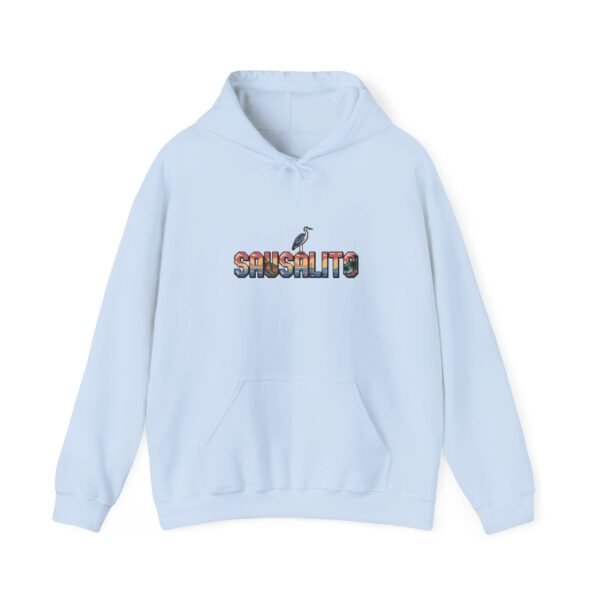 Sausalito California Hoodie - Coastal Travel Sweatshirt, Retro Graphic Heron Design, Bay Area Souvenir, Unisex Coastal Style