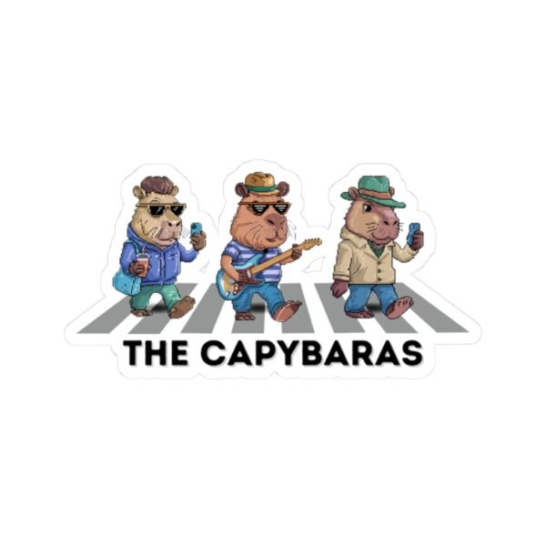 9932116548738232215_1200.jpeg Cool Capybaras Crossing Sticker, Cute Rodent Lover Gift, Gift for Capybara Lover, Pixel Art Design