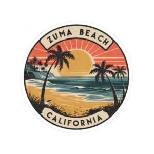 Zuma Beach Sunset Kiss-Cut Stickers | Tropical Vibe Decor | California Gift | Summer Party Essentials | Laptop & Water Bottle Stickers