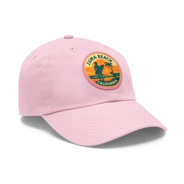 Zuma Beach California Hat - Leather Patch Sunset Surf Cap with Palm Tree, Retro Coastal Baseball Dad Hat, City Vibes Travel Souvenir